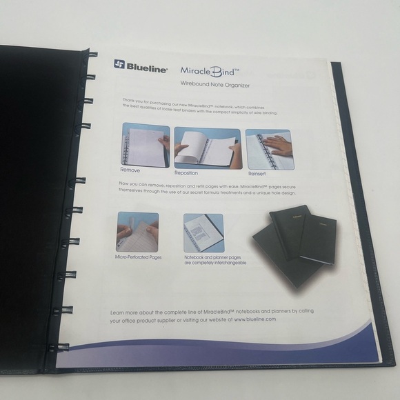 Blueline MiracleBind Notebook, Black, Lizard-Like, Hard Cover new - Picture 13 of 16